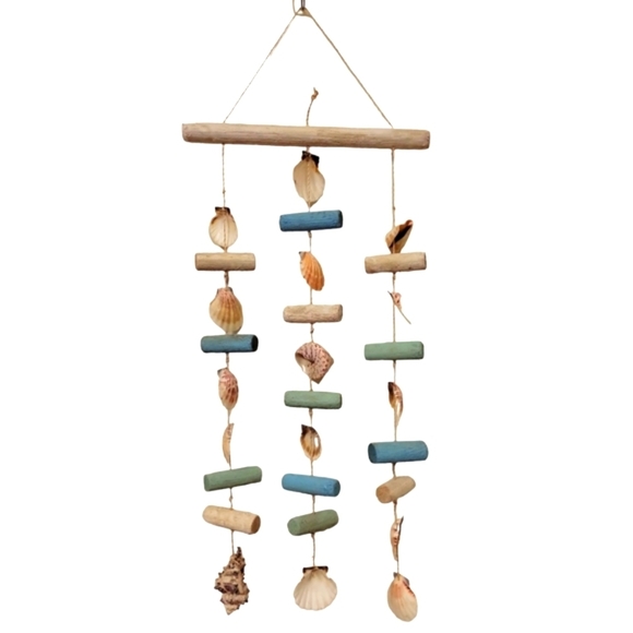 Handmade Natural Seashells wood Wind chime house decoration Large 10x 20 inch - Picture 2 of 7